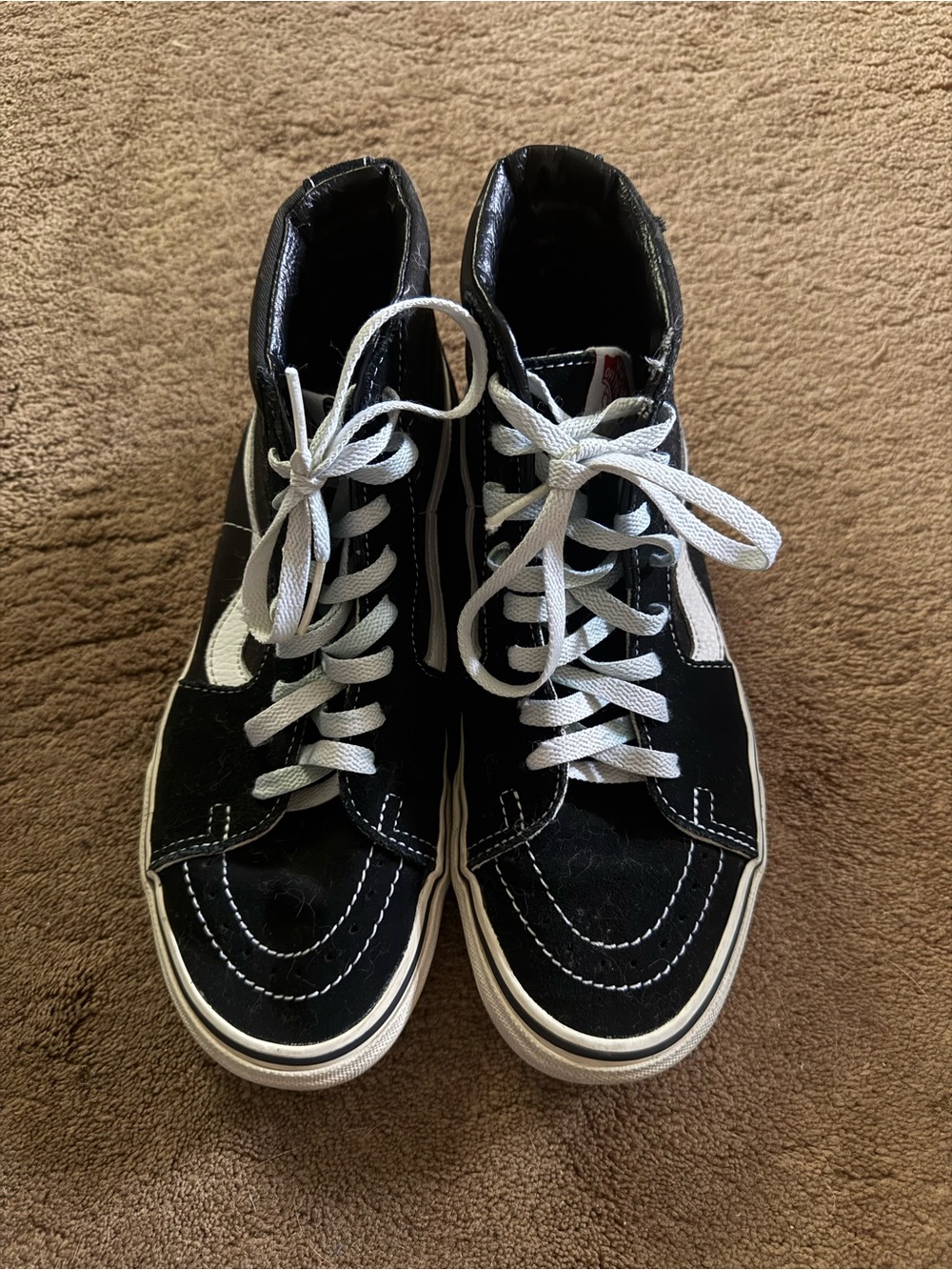 Vans Black and White High-Top Skate Sneakers
